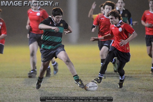 2014-11-01 Rugby Lions Settimo Milanese U16-Malpensa Rugby 471 Matteo Cazzamali